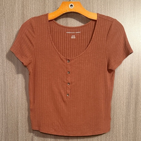 American Eagle Outfitters Tops - American Eagle Outfitters Women's Ribbed Buttoned Blouse Size Small EUC